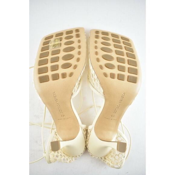 Bottega Veneta Stretch Toile Leather Square Toe Lace Up Tie Sandal Heel Pump 42 - Picture 12 of 12